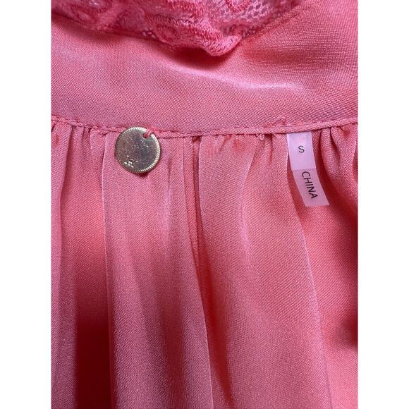 Kobi Halperin Daphne Embroidered Mesh-Sleeve Silk Blouse in Sherbet Pink Size S - Picture 5 of 16